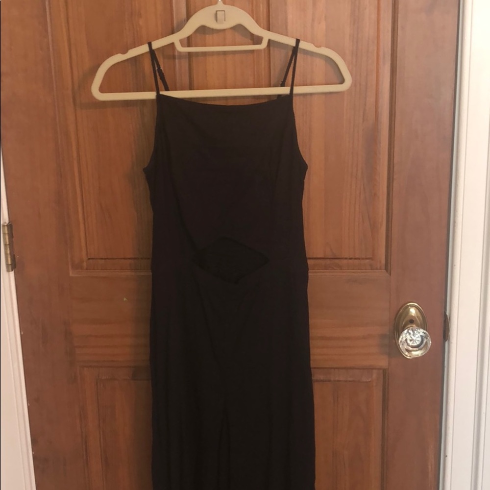 Black cutout full length jumpsuit